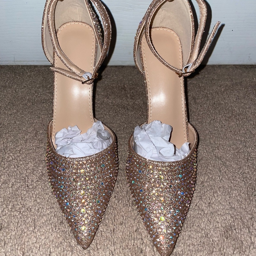 SHEIN Glittery Tan Women's Heels